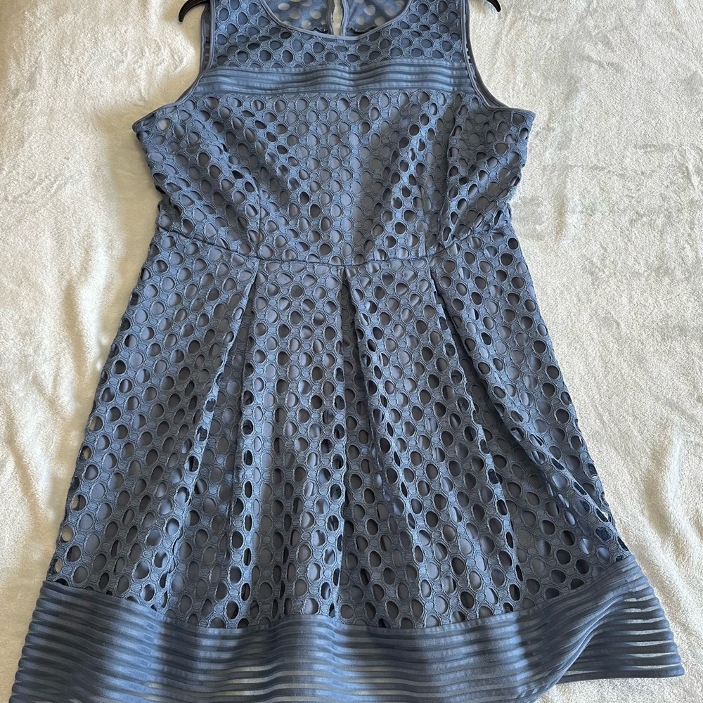 Lane Bryant Blue Eyelet Fit & Flare Dress - Size 20